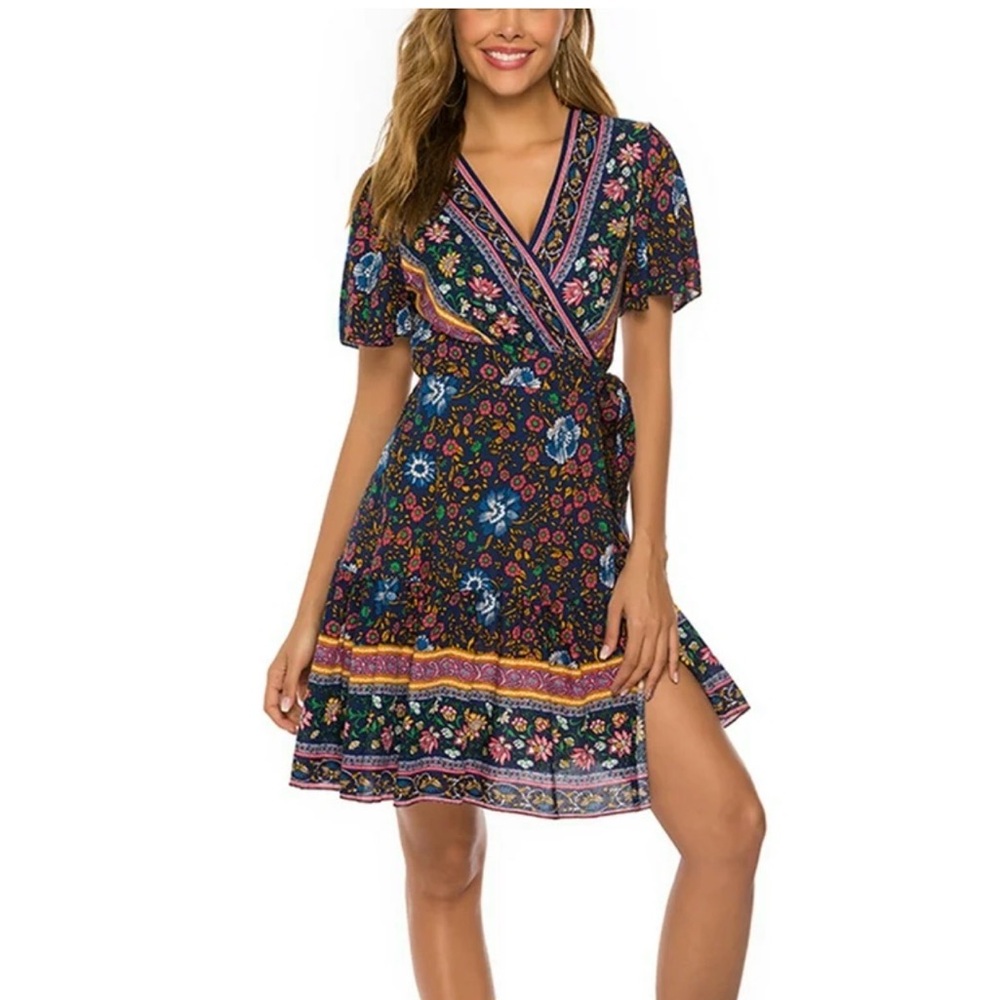 Women’s Floral Wrap Dress - Multicolor